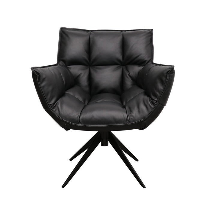 Memphis Swivel Armchair - Black Leather