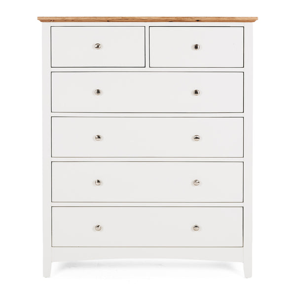 Hudson White Bedroom Drawers - 6 Drawer