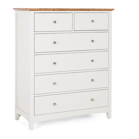 Casey White Bedroom Drawers - 6 Drawer