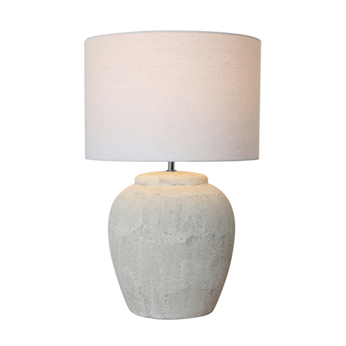 Beige Ceramic Lamp + Natural Linen Shade