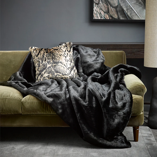 Heirloom NZ Made Faux Fur Throw - 150x180cm - Black Panther