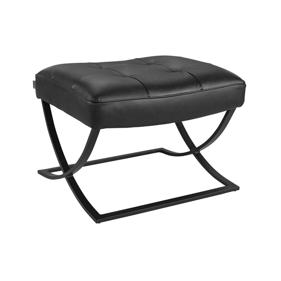 Artwood Brody Leather Footstool - Mountain Black