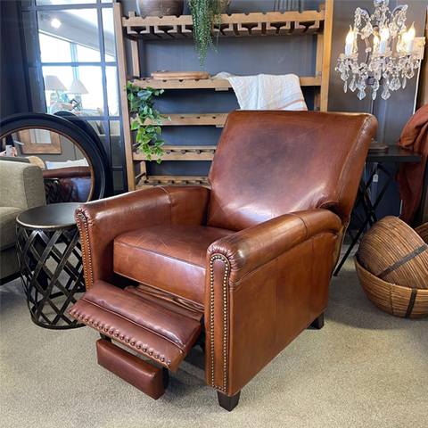 Stamford Leather Recliner Chair - Aged Black Leather
