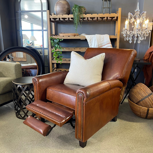 Cambridge Leather Recliner Chair - Aged Brown Leather