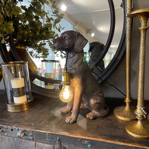 Labrador Dog Table Lamp Chocolate
