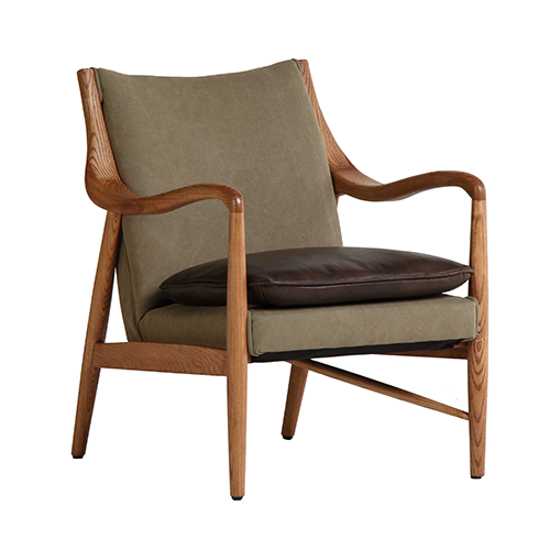 Juniper Armchair - Olive Canvas & Leather