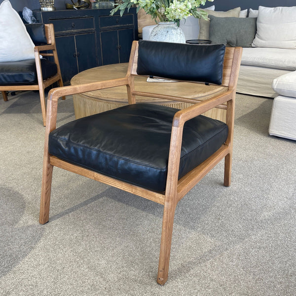 Kansas Leather Armchair - Black