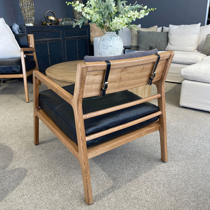 Kansas Leather Armchair - Black