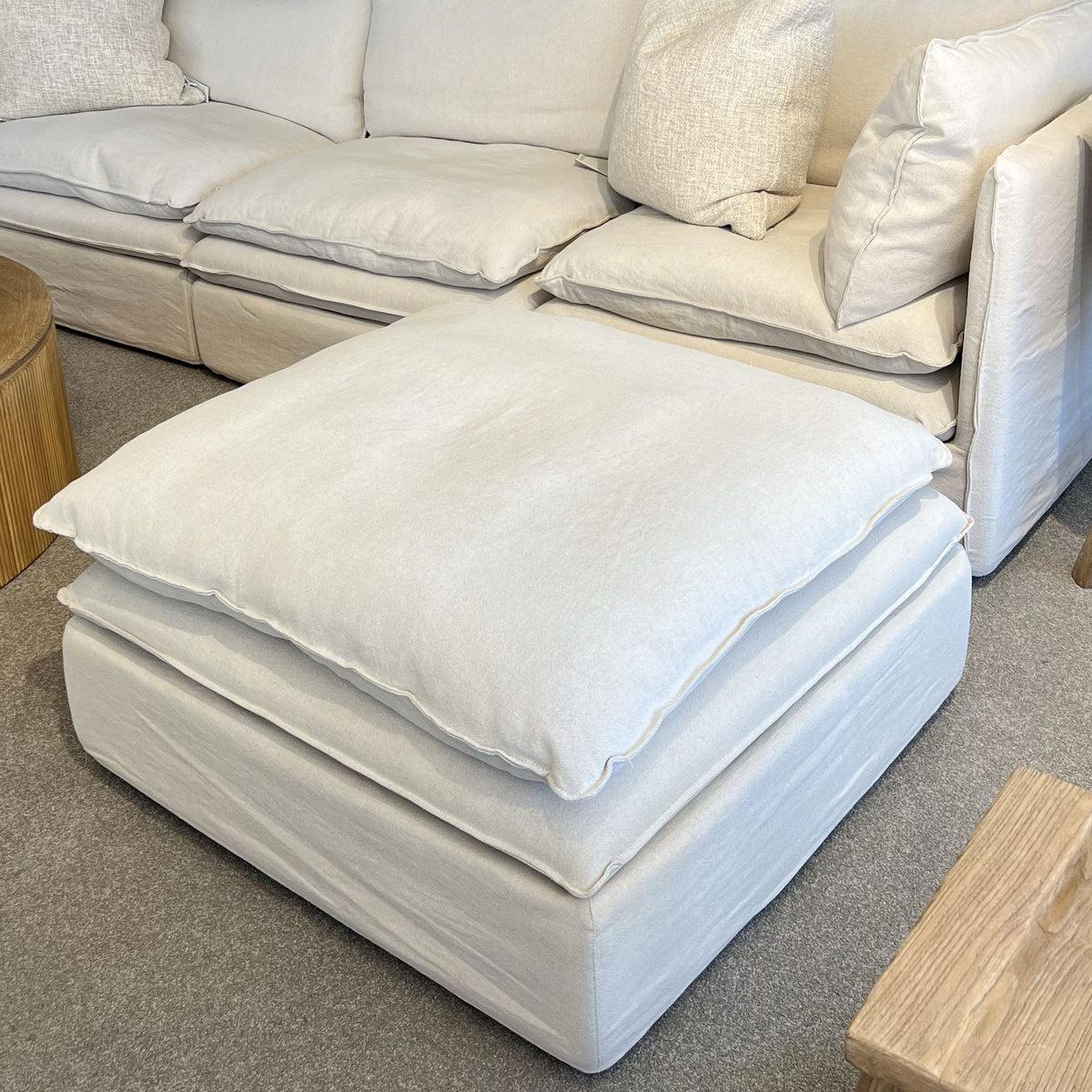 Laguna Linen Slipcover Ottoman