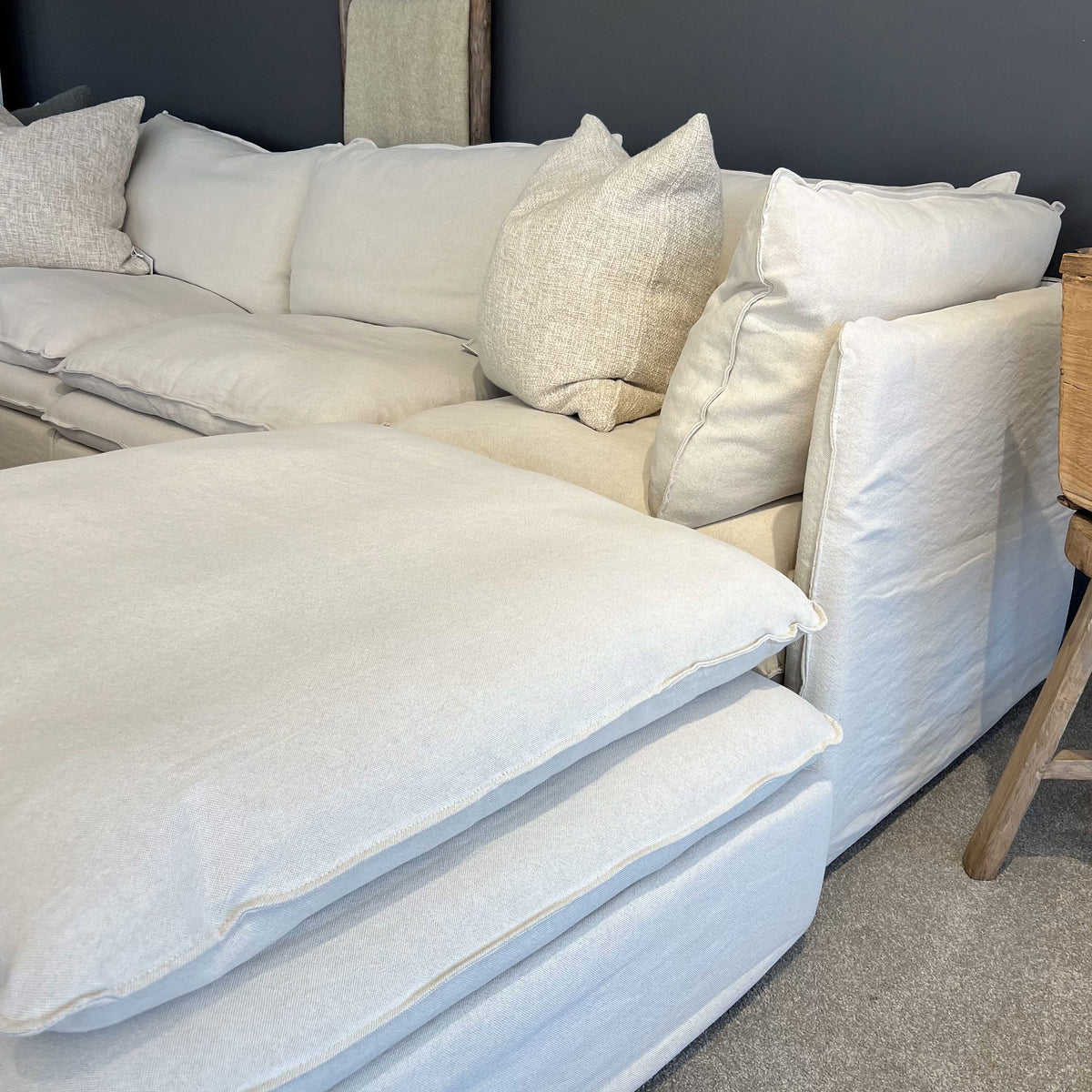 Laguna Slipcover Sectional Sofa - Corner Setting + Ottoman