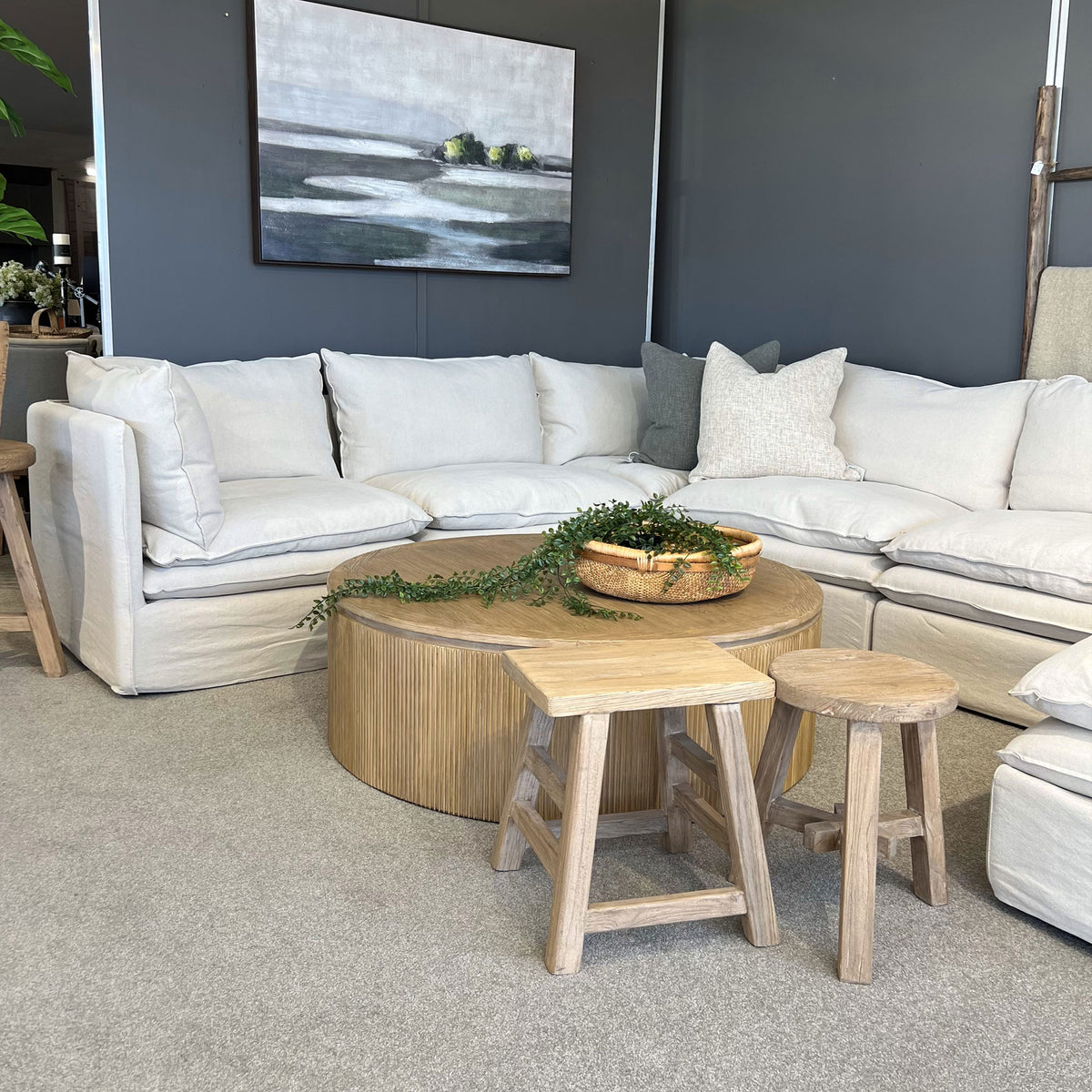 Laguna Slipcover Sectional Sofa - Corner Setting + Ottoman