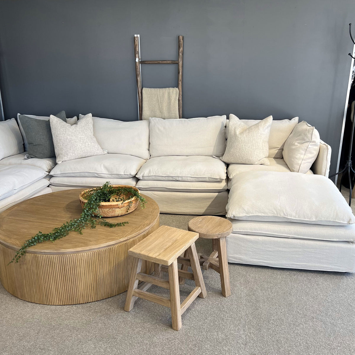 Laguna Slipcover Sectional Sofa - Corner Setting + Ottoman