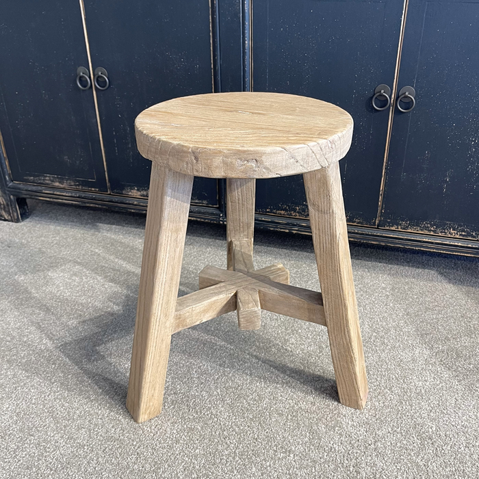 Malaga Wooden Elm Side Table Stool - Round