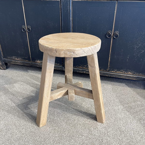 Malaga Wooden Elm Side Table Stool - Round