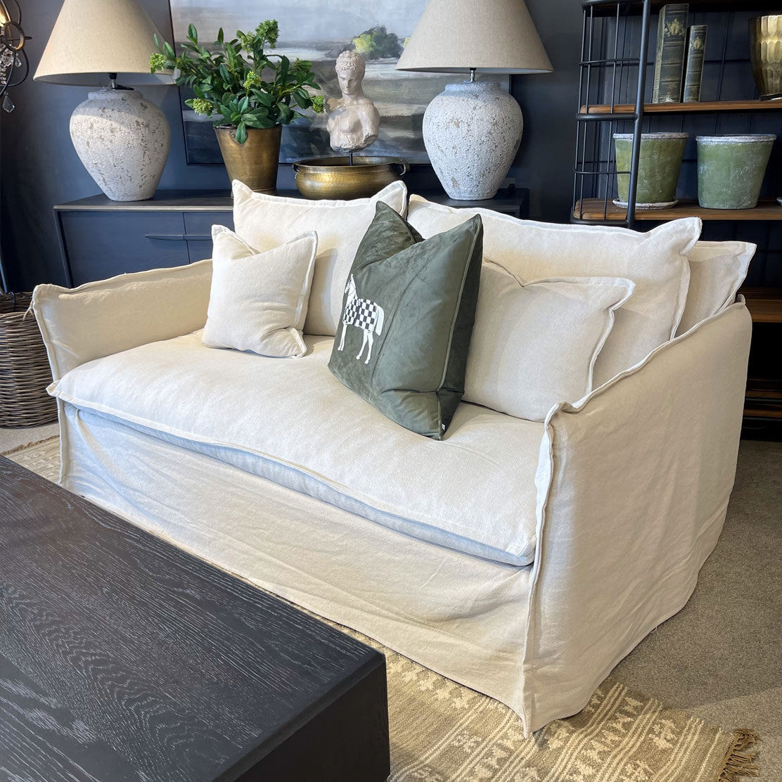 Malibu 2.5 Seater Linen Slipcover Sofa - Natural