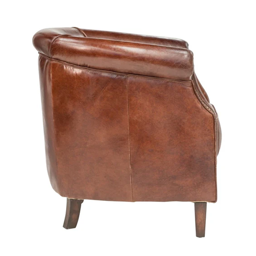 Manutti Leather Tub Chair - Aged Brown