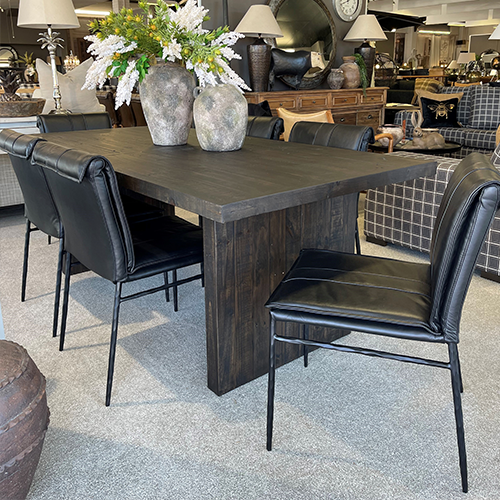 Maxson Black Leather Dining Chair - Metal Legs