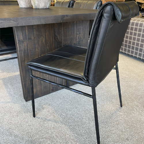 Maxson Black Leather Dining Chair - Metal Legs