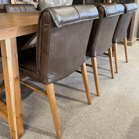 Maxson Brown Leather Dining Chair - Wooden Legs