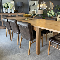 Maxson Brown Leather Dining Chair - Wooden Legs