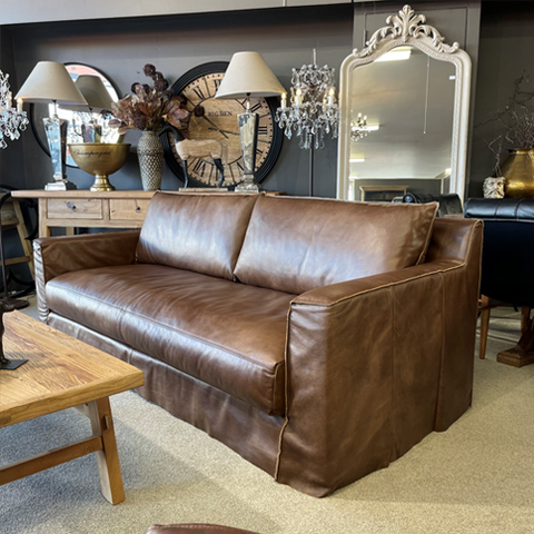 Winslow Leather 3 Seater Sofa - Aged Brown