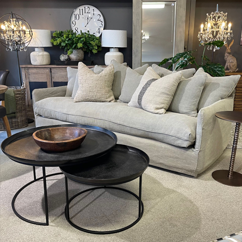 Lotus  3 Seater Slipcover Sofa - Khaki