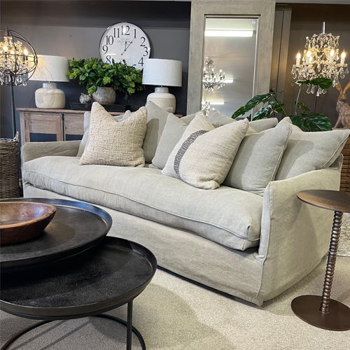 Lotus  3 Seater Slipcover Sofa - Khaki