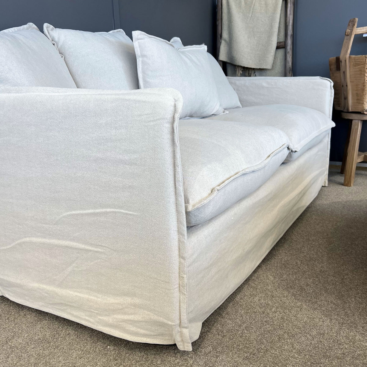 Noosa 3 Seater Linen Slipcover Sofa - Natural