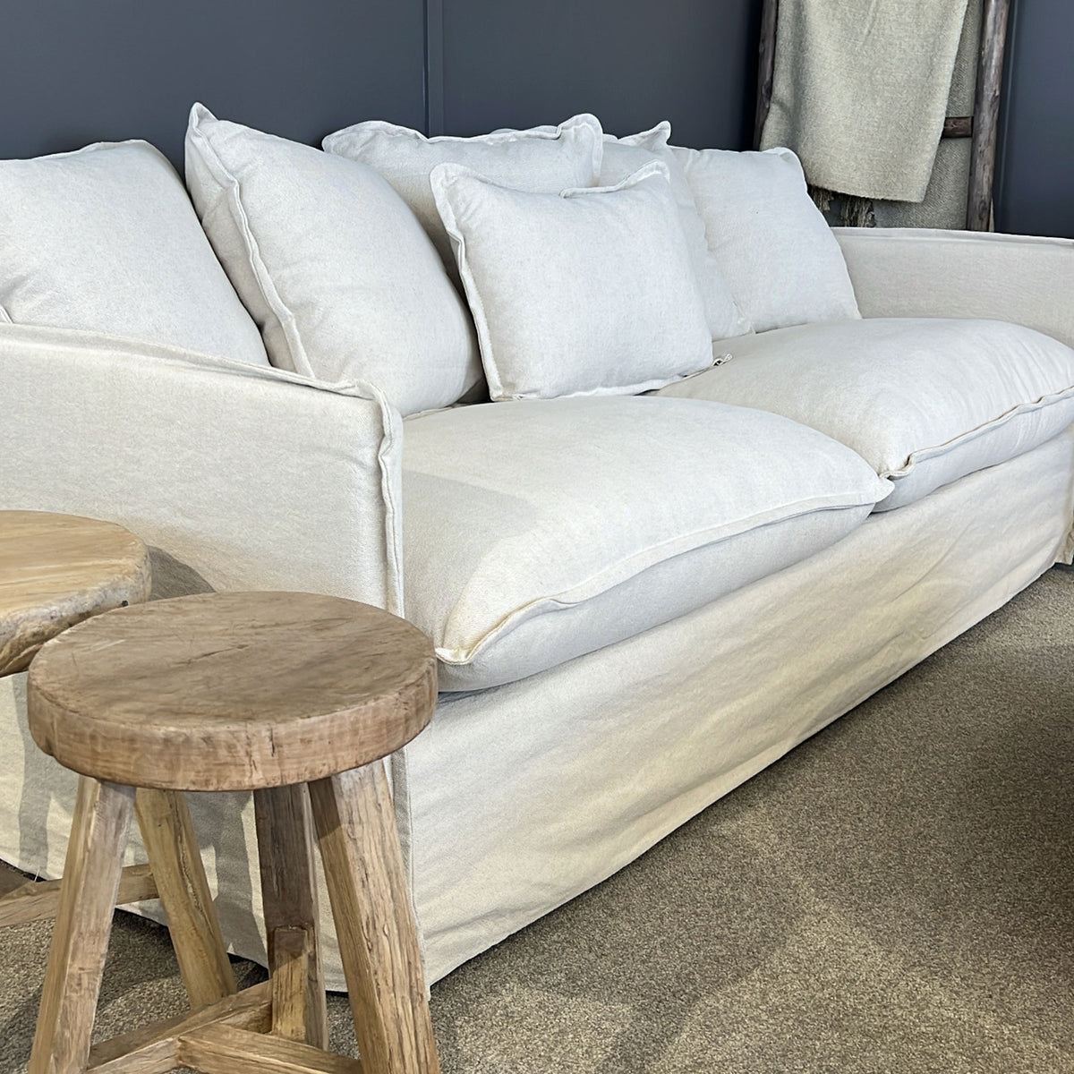 Noosa 3 Seater Linen Slipcover Sofa - Natural