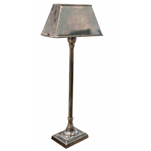 Pewter Rectangular Base Table Lamp with Shade