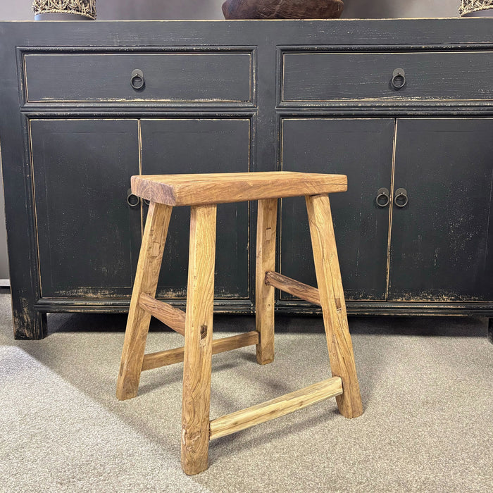 Original Vintage Rustic Wooden Stool - Rectangle - Stool A