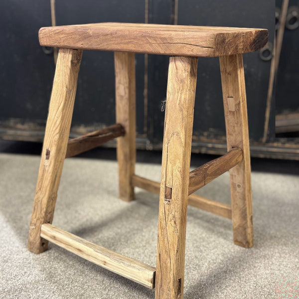 Original Vintage Rustic Wooden Stool - Rectangle - Stool A