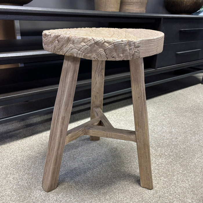 Original Vintage Rustic Wooden Stool - Round - Stool B