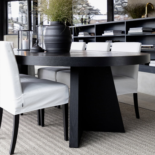 Black round extension dining table deals