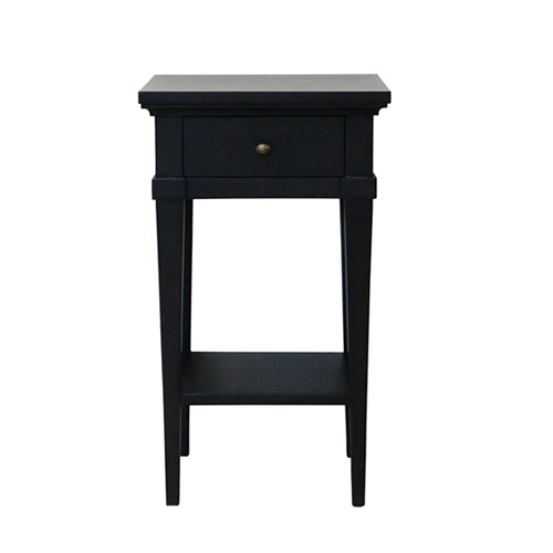 Black narrow clearance bedside table