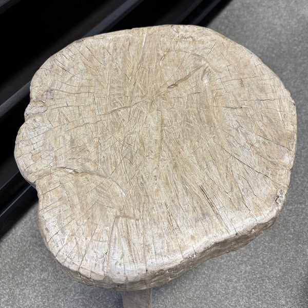Original Vintage Rustic Wooden Stool - Round - Stool A