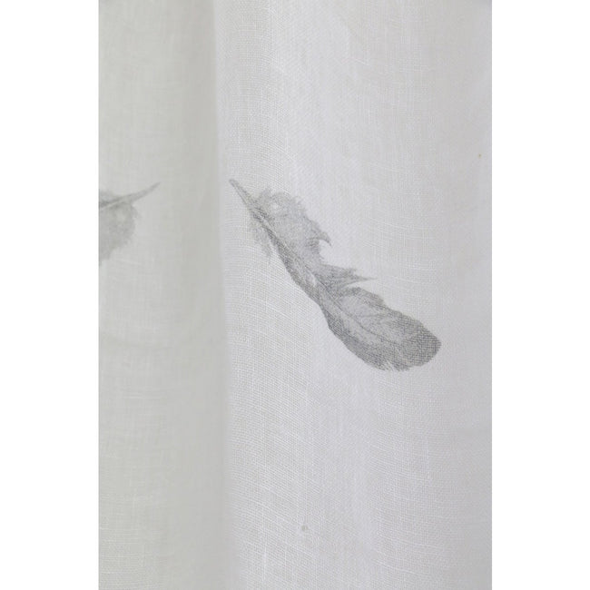 White Linen Feather Curtains - Set of 2