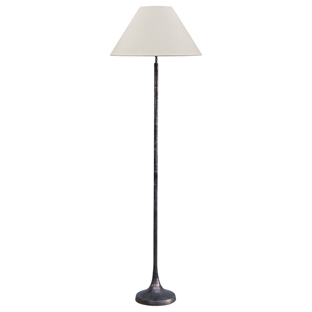 Floor lamp & Shade - Nickel with Brass Leather / Natural Canvas