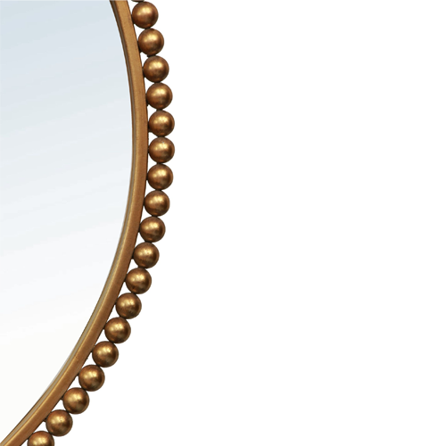 Beaded Round Mirror in Gold Finish - 69cm
