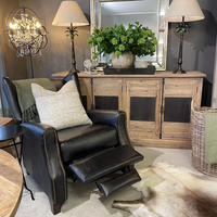 Stamford Leather Recliner Chair - Aged Black Leather