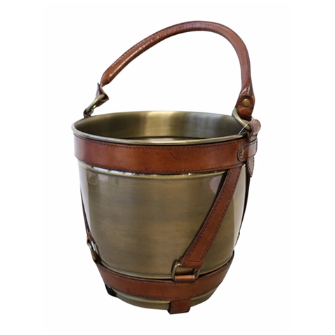 Round Champagne Bucket in Aged Silver Finish