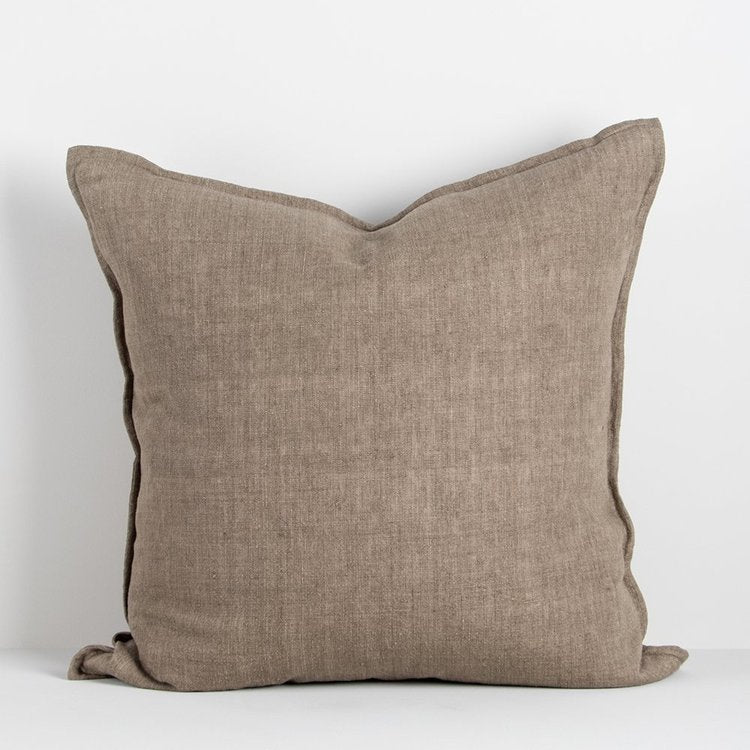 Cassia Linen Cushion - Feather Inner - Greige