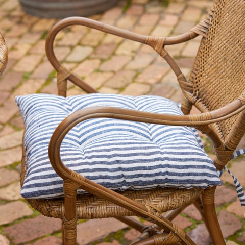 Gingham Chair Seat Pad - Fig