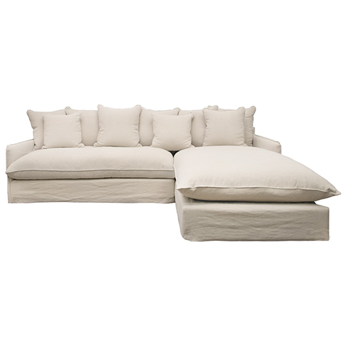 Lotus Slipcover Sofa with Chaise - Right - Natural