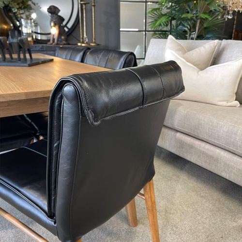 Maxson Black Leather Dining Chair - Wooden Legs