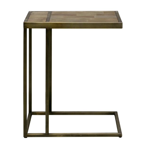 Elm Top Sofa Table with Metal Base in Black Copper Finish
