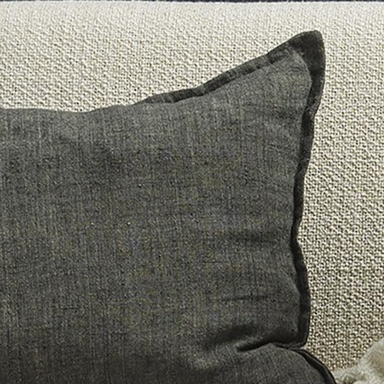 Arcadia Linen Lumbar Cushion - Feather Inner - Nori
