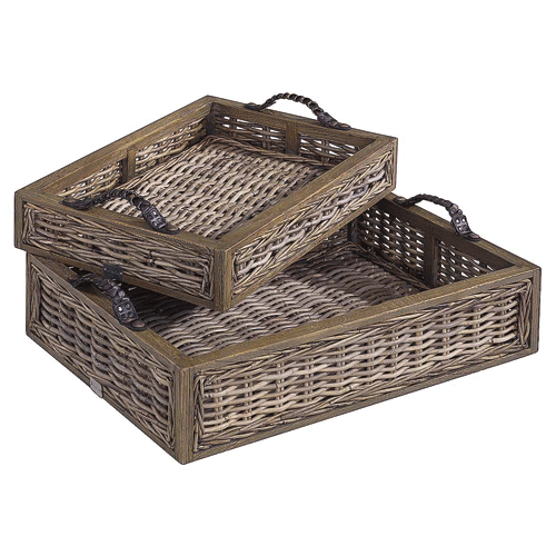 Artwood Rattan Serving Trays - Set of 2