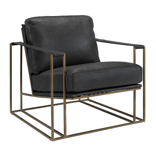 Artwood Bellagio Leather Armchair - Mountain Black & Brass