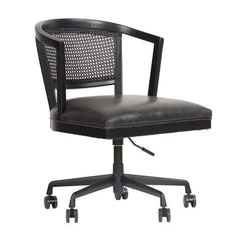 Aged Leather Office Desk Chair - Aged Black